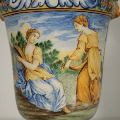 Pair of Vases Mollica Manufacture Naples Italy Late 1800s