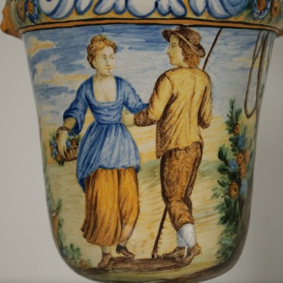 Pair of Vases Mollica Manufacture Naples Italy Late 1800s