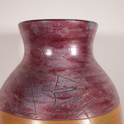 Vase Terre cuite polychrome Vintage Italie Années 50