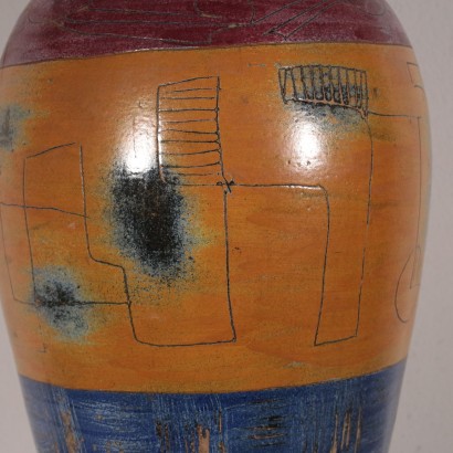 Vase Terre cuite polychrome Vintage Italie Années 50