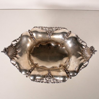 Silver Centerpiece with Plant Ornaments Italy First Half of 1900s