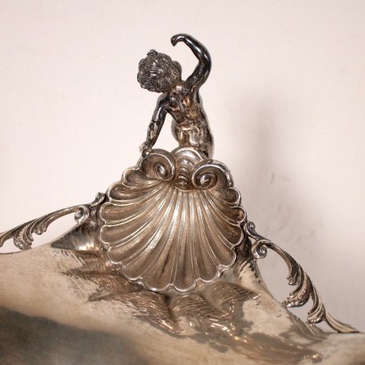 Silver Centerpiece with Plant Ornaments Italy First Half of 1900s