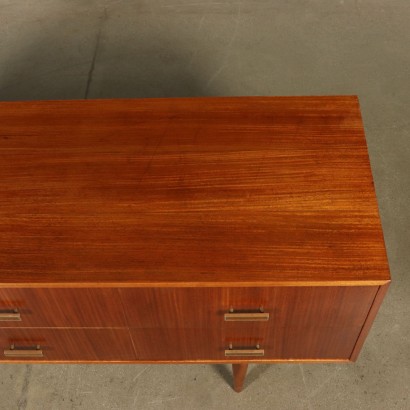Chest of Drawers Mahogany Veneer Brass Vintage Italy 1950s