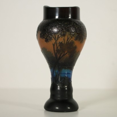 Vase Galle Style Polychrome Glass France 20th Century