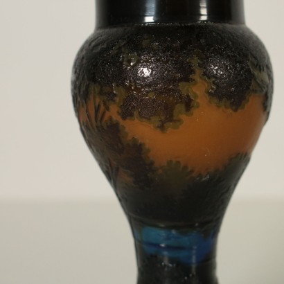 Vase Galle Style Polychrome Glass France 20th Century