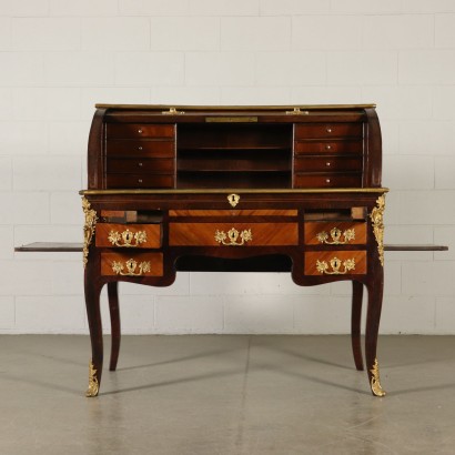 Elegant Neoclassical Rolltop Desk Brazilian Rosewood Cherry France 700