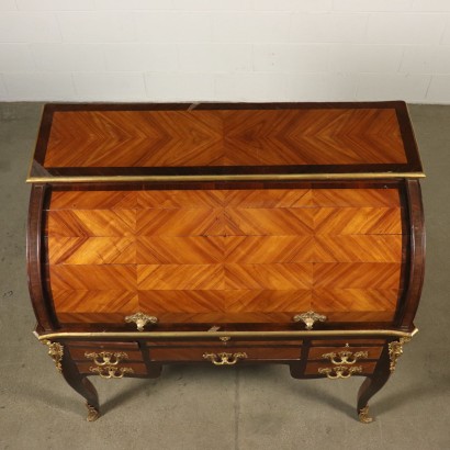 Elegant Neoclassical Rolltop Desk Brazilian Rosewood Cherry France 700