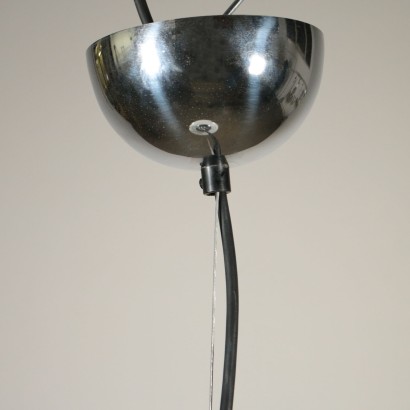 Vintage Ceiling Lamp Sergio Mazza for Quattrifolio Chromed Metal Glass