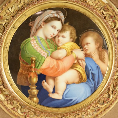 Madonna della Seggiola Enamel on Metal Late 1800s