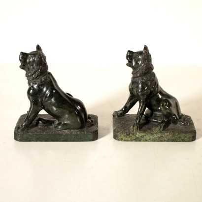 Pair of Marble Dogs Italy First Half of 1900s