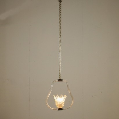 Ceiling Lamp Blown Glass Brass Vintage Italy 1930s