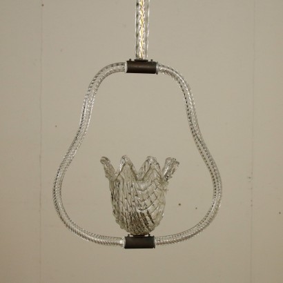 Ceiling Lamp Blown Glass Brass Vintage Italy 1930s