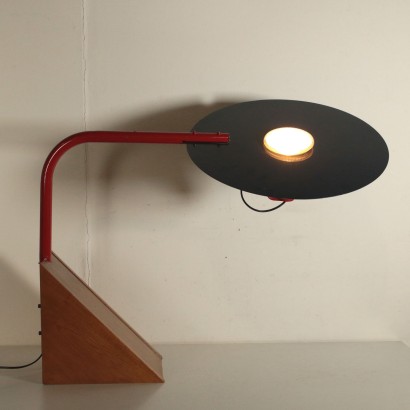 Spanish Table Lamp Wood Metal Aluminium Vintage 1960s-1970s