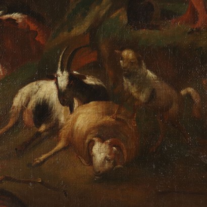 Landscape with Shepherd and Herd Oil on Canvas 17th Century