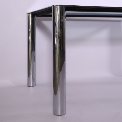 Table Designed for Cinova Metal Glass Vintage Italy 1970s