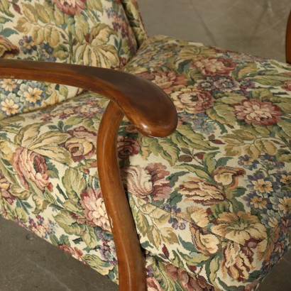 Pair of Armchairs Stained Beech Vintage Italy 1940s-1950s