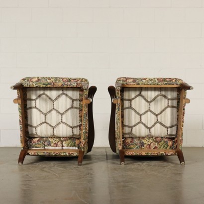 Pair of Armchairs Stained Beech Vintage Italy 1940s-1950s