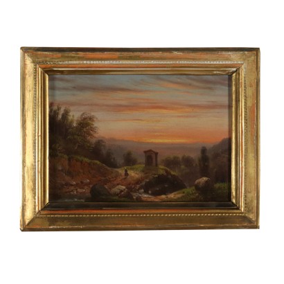 Landscape with Votive Aedicule and Figure 19th Century