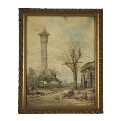 Landscape by Pierre Van Elven Oriental Glimpse Late 1800s