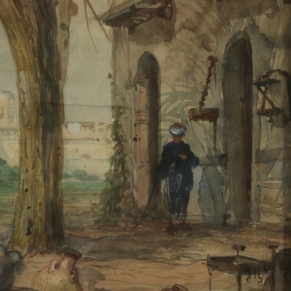 Aquarell auf Papier Landschaft von Pierre Van Elven 19.Jahrhundert