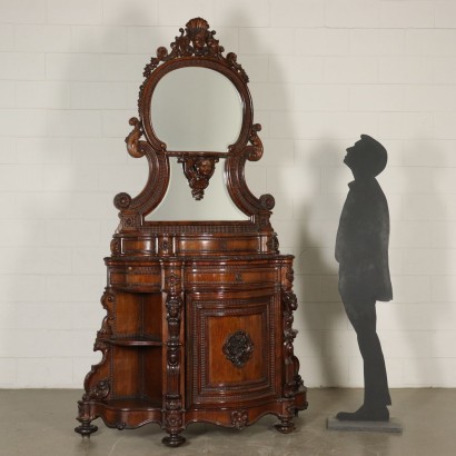 Rosewood Cabinet with Mirror Italy Mid 1800s