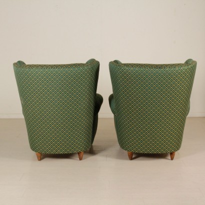 Bergere Armchairs Feather Cushions Fabric Vintage Italy 1950s-1960s