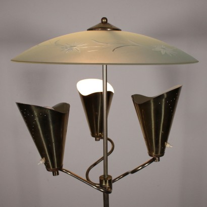Floor Lamp Chromed Metal Glass Vintage Italy 1960s