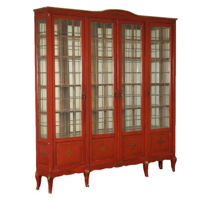 Revival Glass Cabinet Lacquered Wood Italy 20th Century