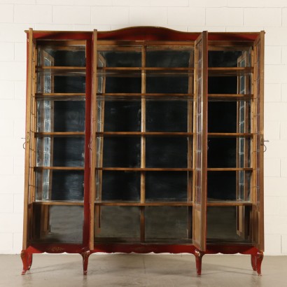 Revival Glass Cabinet Lacquered Wood Italy 20th Century