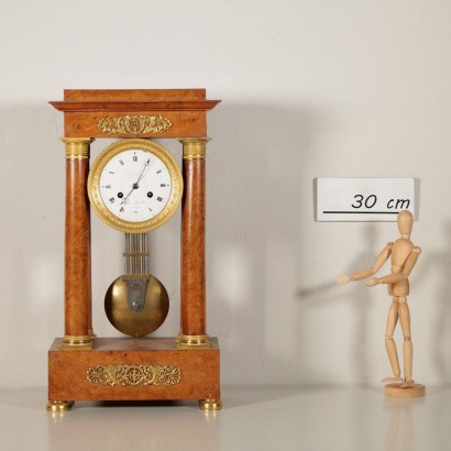 Portico Clock Gaston Jolly a Paris Elm Burl Veneer France 19th Century