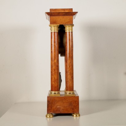 Portico Clock Gaston Jolly a Paris Elm Burl Veneer France 19th Century