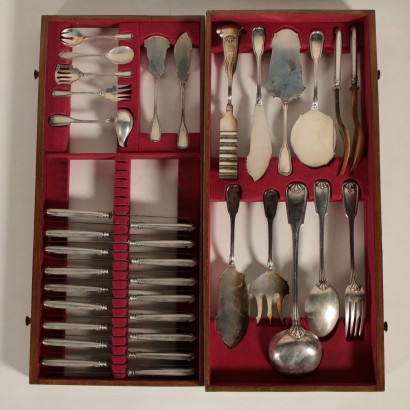Silver Cutlery Set Calderoni Manufacture Italy 1930s-1940s