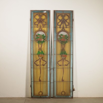 Ein Paar Liberty Glasfenster Italien 20. Jahrhundert