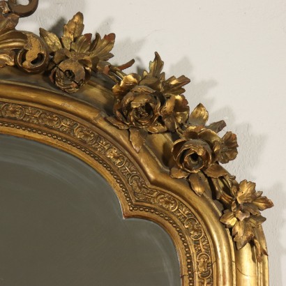 Grand Miroir Sculpté Bois doré Italie Moitié '800