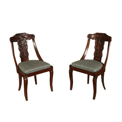 Pair of Gondola Chairs Walnut Italy First Half of 1800s