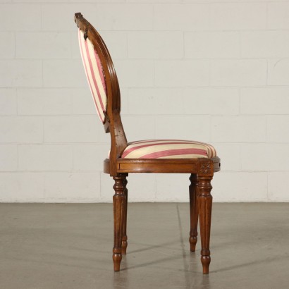 Set of Six Neoclassical Walnut Chairs Italy 18th Century