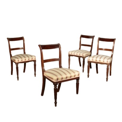 Vier Stühle Mahogani England Späten 18. Jahrhundert