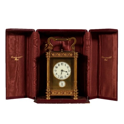 Carriage Clock with Case Gilded Bronze Italy 19th-20th Century