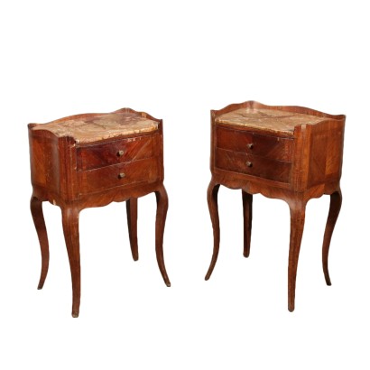 Pair of Nightstands with Marble France Mid 19th Century