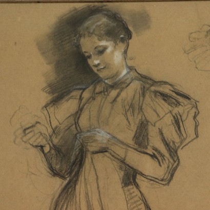 Drawing by Julius Schmid The Tailor Study of Female Subject 1800s
