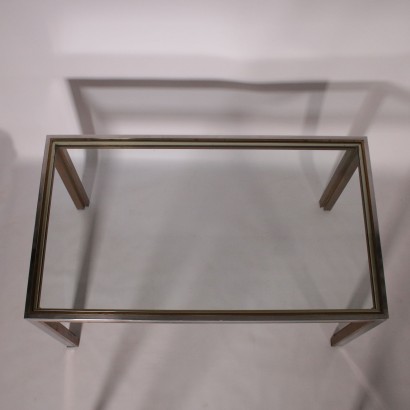 Table Chromed Brass Glass Vintage Italy 1960s-1970s
