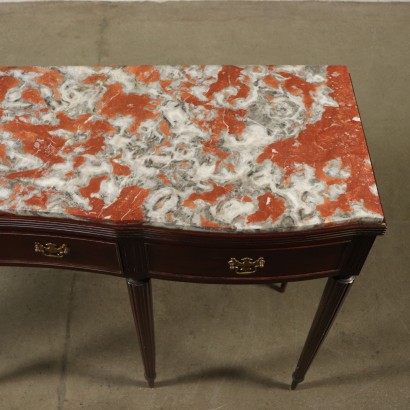 Revival Console Table Mahogany Marble Italy 20th Century