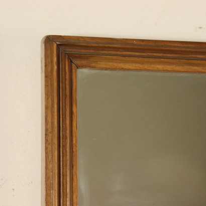 Decorated Mirror Stained Beech Frame Vintage Italy 1950s