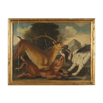 Die Hirschjagd Öl auf Leinwand 18. Jahrhundert