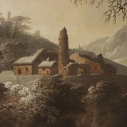 Painting by Luigi Deleidi il Nebbia Winter Landscape 1800s