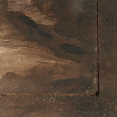 Paysage d'Hiver Luigi Deleidi il Nebbia Huile sur Toile '800