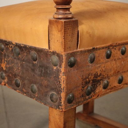 Walnut Highchair with Leather Italy 19th Century