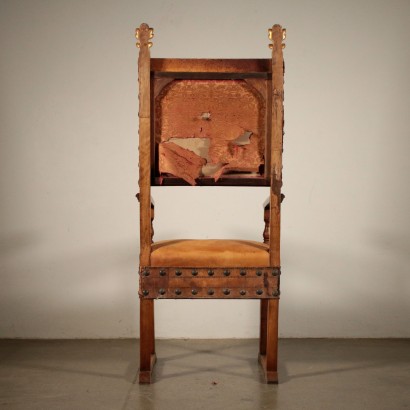 Walnut Highchair with Leather Italy 19th Century