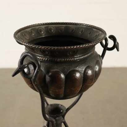 Copper Vase Stand Wrought Iron Italy Early 20th Century