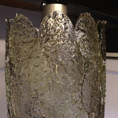 Chandelier Metal Glass Pendants Vintage Italy 1960s